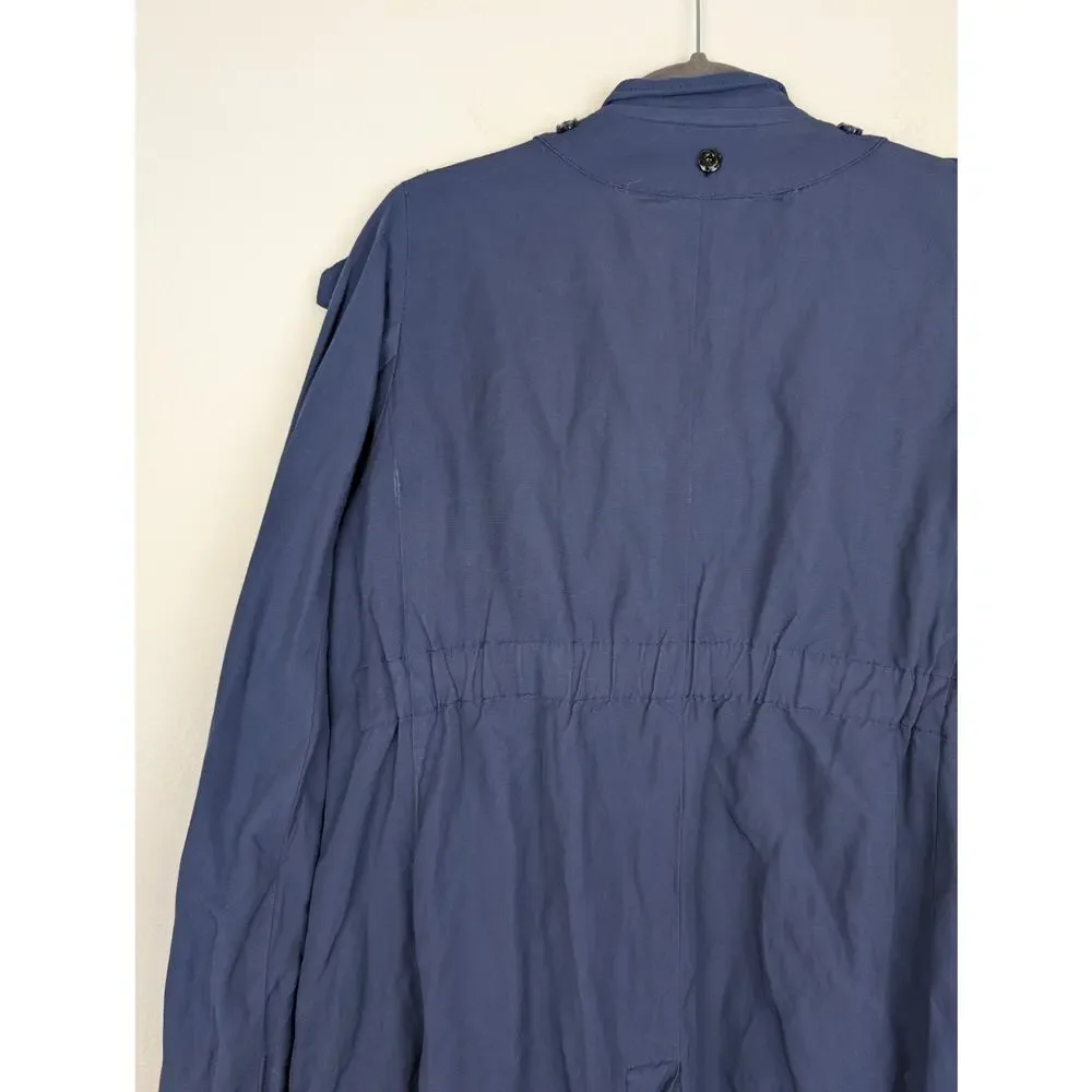 L'Agence Parka Jacket Metallic Utility Designer Luxury Pockets Blue Size M